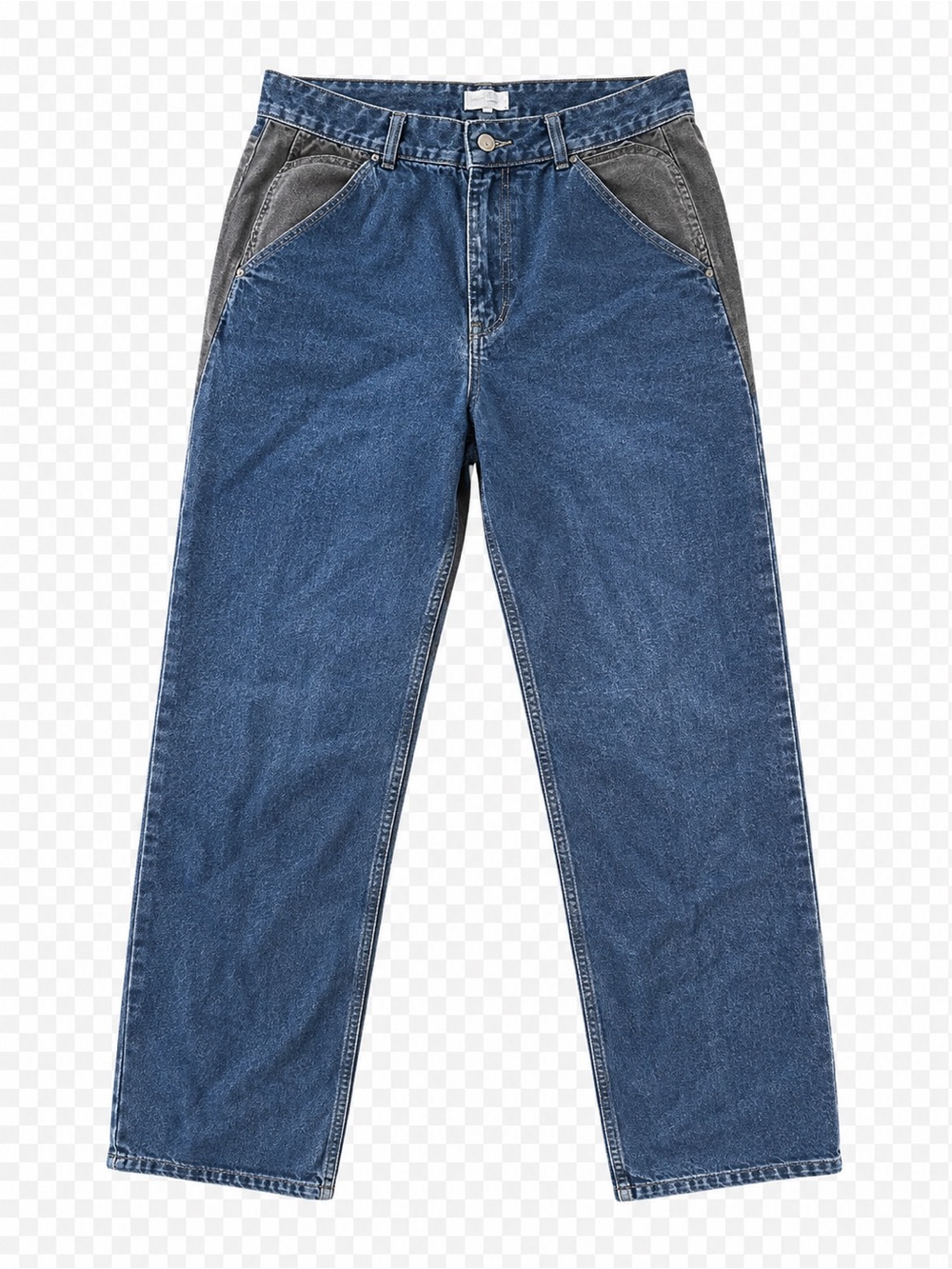 Forever 21 Men's Blue Denim Jeans with Gray Panel Accents